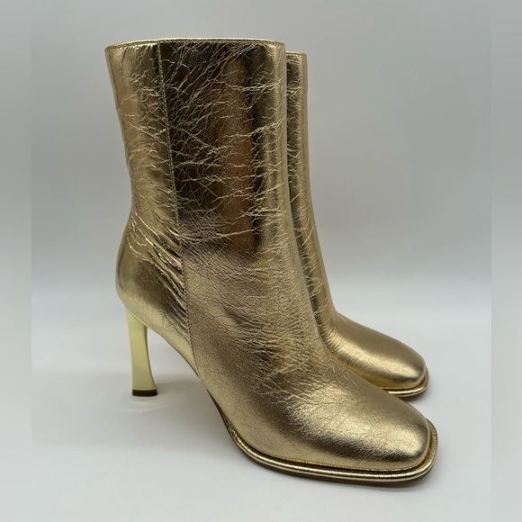MICHAEL Michael Kors Kelsea Bootie Pale Gold Leather Heeled Ankle Boots 6M NWB - Picture 4 of 12